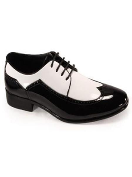 Bold Black And White Wingtip Two Toned Shiny Dress Oxford Shoes Perfec