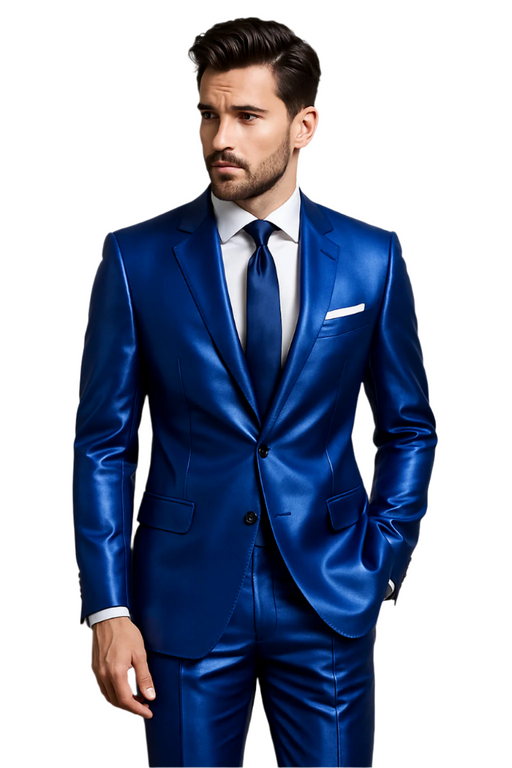 Sateen Suit - Shiny Suit - Royal Sharkskin Suit