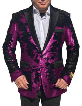 Fashion Shiny Sequin Tuxedo Black Lapel Paisley Look Sport Jacket ~ Coat