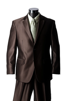 Shiny 2 Button Brown Sharkskin Men'S Suit
