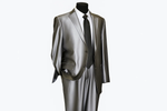 Shiny 2 Buttons Silver Grey ~ Gray Flashy Sharkskin Men's Cheap Priced Business Suits Clearance Sale