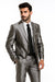 Shiny 2 Button Silver Grey ~ Gray Flashy Sharkskin Men'S Cheap Priced Business Suits Clearance Sale