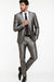Shiny 2 Button Silver Grey ~ Gray Flashy Sharkskin Men'S Cheap Priced Business Suits Clearance Sale