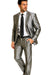 Shiny 2 Button Silver Grey ~ Gray Flashy Sharkskin Men'S Cheap Priced Business Suits Clearance Sale