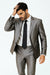 Shiny 2 Button Silver Grey ~ Gray Flashy Sharkskin Men'S Cheap Priced Business Suits Clearance Sale