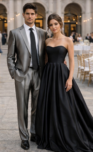 Shiny 2 Buttons Silver Grey ~ Gray Flashy Sharkskin Men's Cheap Priced Business Suits Clearance Sale