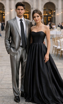 Shiny 2 Buttons Silver Grey ~ Gray Flashy Sharkskin Men's Cheap Priced Business Suits Clearance Sale