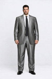 Shiny 2 Buttons Silver Grey ~ Gray Flashy Sharkskin Men's Cheap Priced Business Suits Clearance Sale