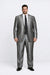 Shiny 2 Buttons Silver Grey ~ Gray Flashy Sharkskin Men's Cheap Priced Business Suits Clearance Sale