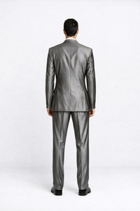 Shiny 2 Buttons Silver Grey ~ Gray Flashy Sharkskin Men's Cheap Priced Business Suits Clearance Sale
