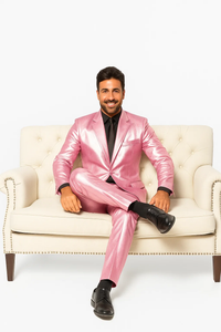 Shiny Metallic Party Pink Suit
