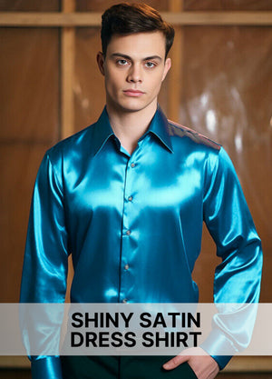 Shiny Satin Dress Shirt – Sleek Finish for a Daring Look