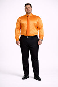 Shiny Satin With Tie And Handkerchief Set Multi-Color Men's Dress Shirt