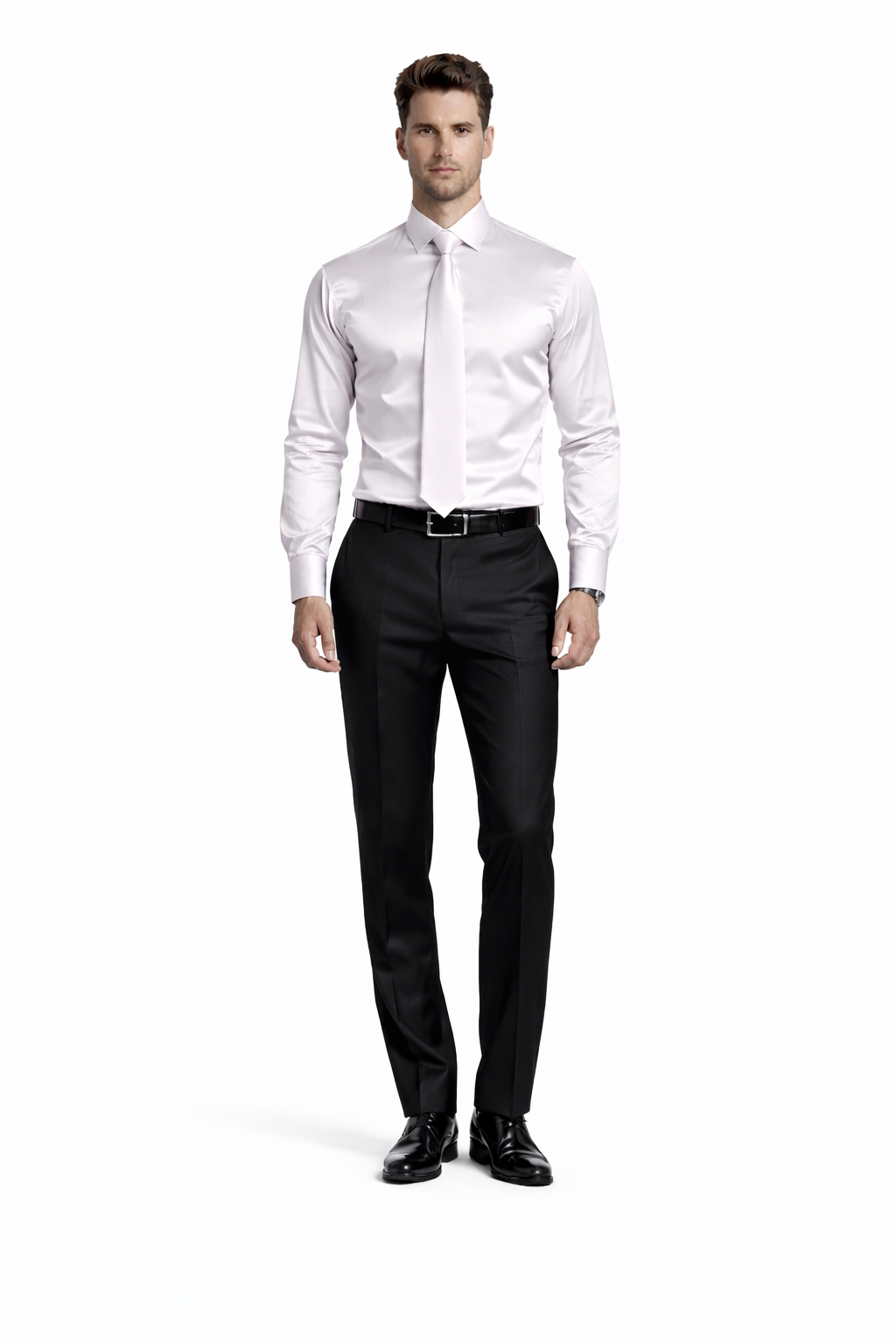 Shiny Satin With Tie And Handkerchief Set Multi-Color Men's Dress Shirt