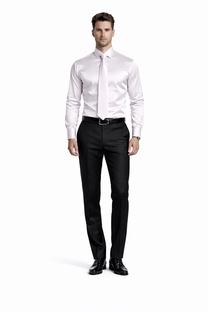 Shiny Satin With Tie And Handkerchief Set Multi-Color Men's Dress Shirt