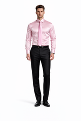 Shiny Satin With Tie And Handkerchief Set Multi-Color Men's Dress Shirt