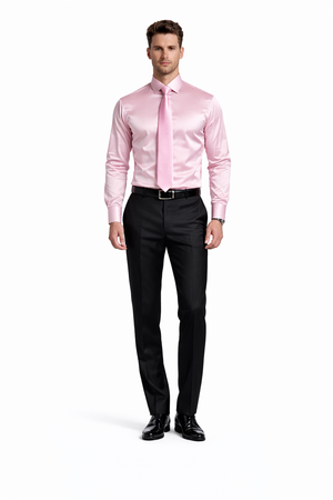 Shiny Satin With Tie And Handkerchief Set Multi-Color Men's Dress Shirt