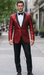 Shiny Sharkskin Metallic Scarlet Red Sequin Formal Sport coat Jacket