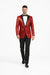 Shiny Sharkskin Metallic Scarlet Red Sequin Formal Sport coat Jacket