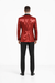 Shiny Sharkskin Metallic Scarlet Red Sequin Formal Sport coat Jacket
