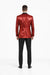Shiny Sharkskin Metallic Scarlet Red Sequin Formal Sport coat Jacket