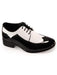Bold Black And White Wingtip Two Toned Shiny Dress Oxford Shoes Perfect For Men 1920s Gangster Style by Ferrini Boot