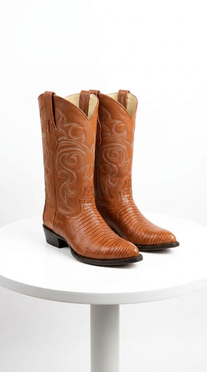 Los Altos Men’s Honey Lizard Skin J-Toe Boots, Exotic Western Cowboy Dress Boots