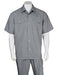 Men's Casual Short Sleeve Two Pieces Gray Casual Two Piece Walking Outfit For Sale Pant Sets Suits with Matching Pleated Pants