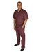 Men's Short Sleeve Button Closure 100% Linen 2 Piece Plum Shirt Walking Leisure Suit