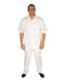 Men's Button Closure Short Sleeve Offwhite 100% Linen 2 Piece Pleated Pant Shirt Walking Leisure Suit
