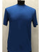 Men's Classy Mock Neck Shiny Royal Blue Short Sleeve Stylish Shirt