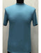Men's Classy Mock Neck Shiny Sky Blue Short Sleeve Stylish Shirt
