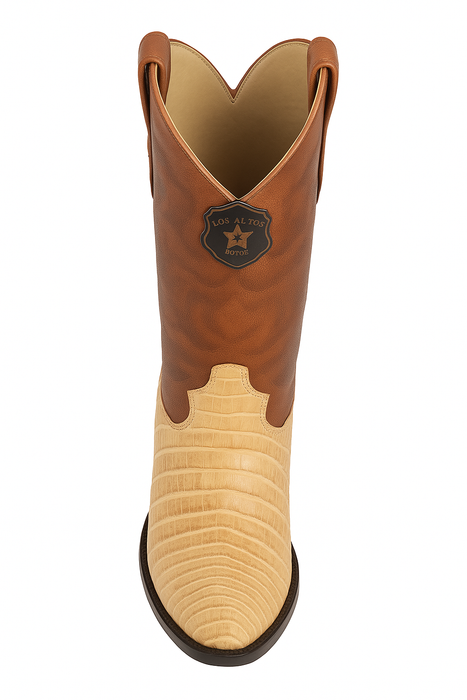 Los Altos Boots Honey Caiman Belly Cognac Cowboy Boots J-Toe
