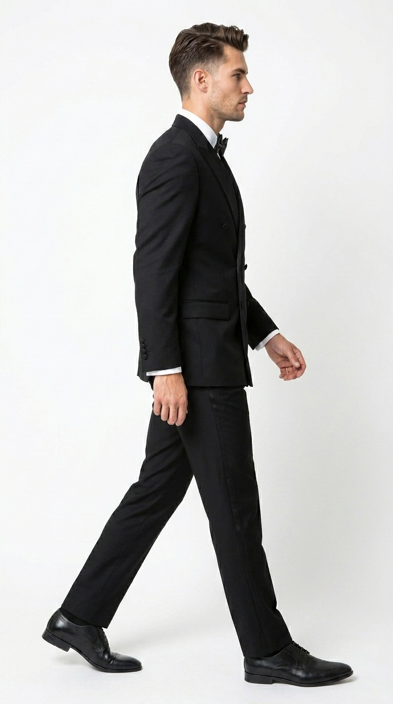 Men’s Black Double Breasted Tuxedo with Super 150s Style, Designer Formal Wedding Dinner Suit