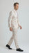 Men’s Gold and White Prom Suit with Floral Pattern Jacket, Matching Pants and Bow Tie