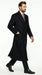 Men’s Black Six Button Fully Lined Overcoat, Long Winter Topcoat for Formal Business Wear