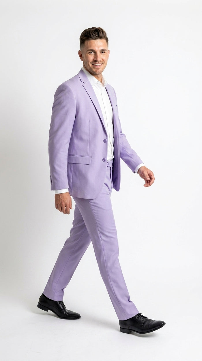 Men’s Lilac 2 Button Suit, Light Purple Formal Wedding Prom Dress Suit