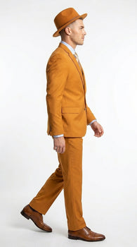Men’s Light Rust Copper 2 Button Modern Fit Suit, Fall Color Church Dress Suit