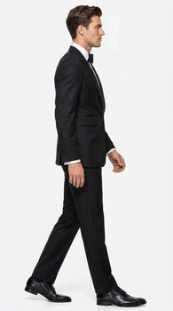 Tiglio Men’s Black Peak Lapel 2-Piece Suit – Classic Wedding, Business and Formal Suit