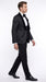 Rossi Man Men’s Black 3-Piece Tuxedo - Floral Jacquard Shawl Lapel Wedding and Prom Suit