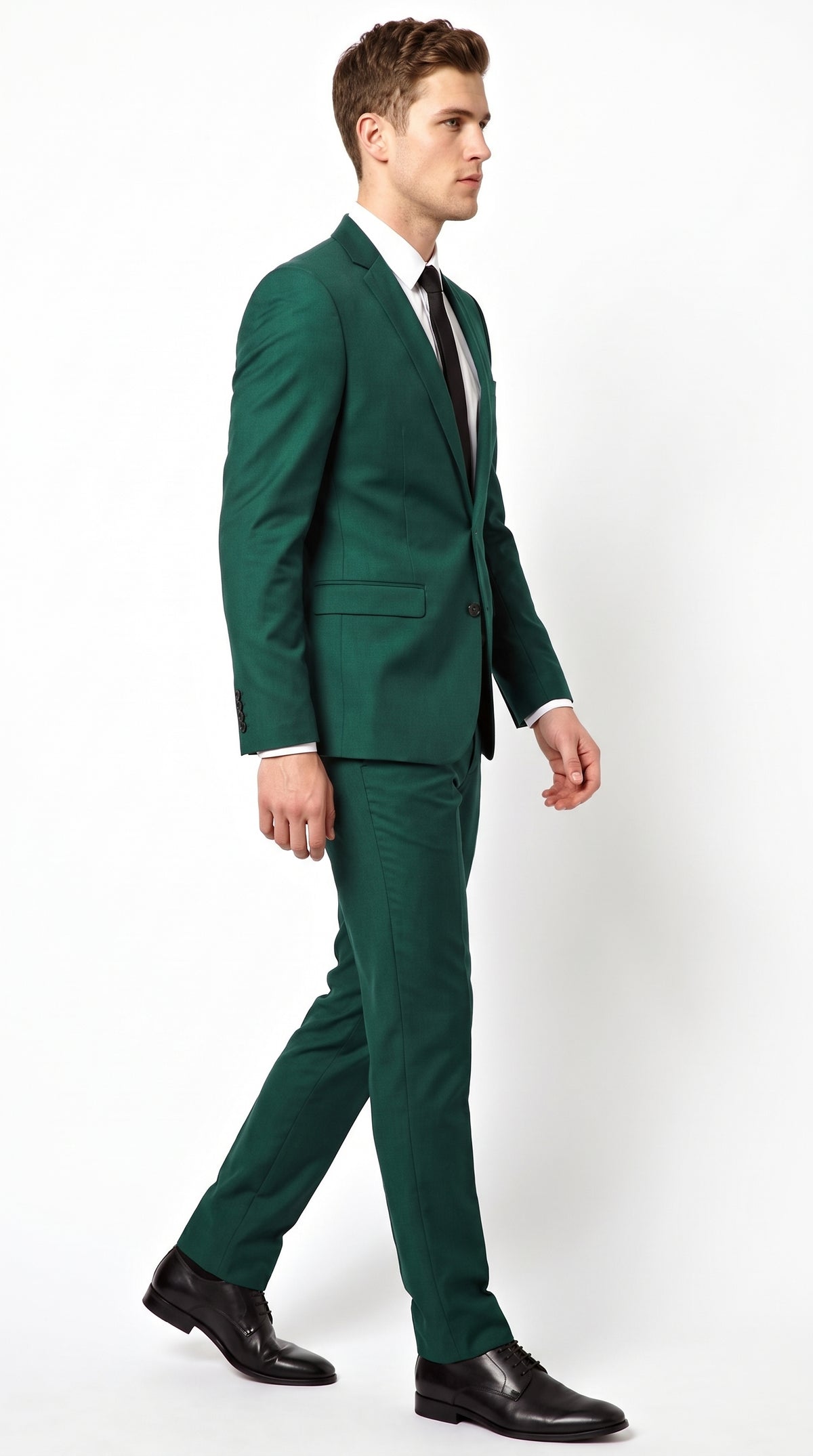 Men’s Emerald Hunter Green Two-Button Suit – Formal Wedding, Prom & Party Suit with Side Vents
