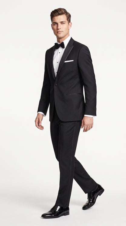 Men's Black Peak Lapel Wedding Tuxedo – Modern Fit Single-Breasted Formal Prom & Groom Tuxedo Suit