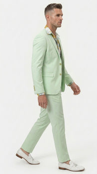 Men’s Mint Green Linen Suit, Sage Green Summer Wedding and Prom Dress Suit