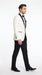 Men’s Ivory Wedding Suit with Black Satin Lapels – Groom Formal Suit Jacket and Pants