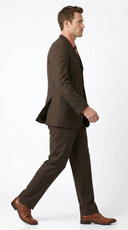 Men’s Chocolate Brown 3 Button Business Suit, Premier Quality Clearance Sale Dress Suit