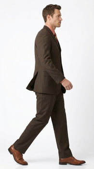 Men’s Chocolate Brown 3 Button Business Suit, Premier Quality Clearance Sale Dress Suit