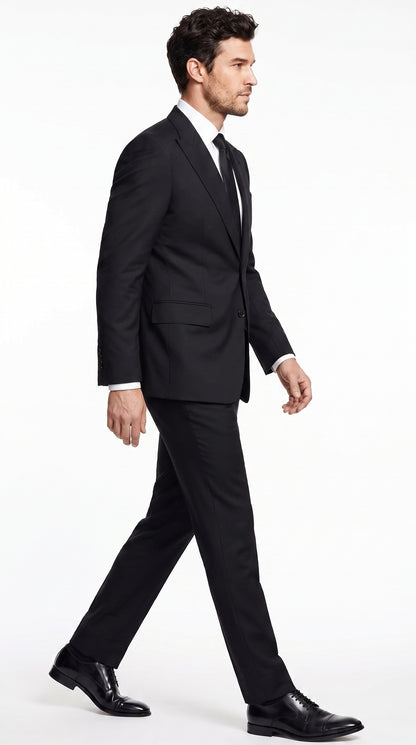 Men’s Black Peak Lapel Suit, Formal Wedding Business Dress Suit