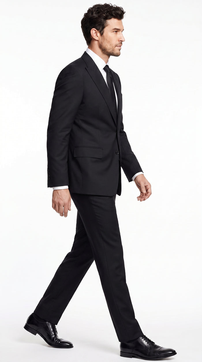 Men’s Black Peak Lapel Suit, Formal Wedding Business Dress Suit