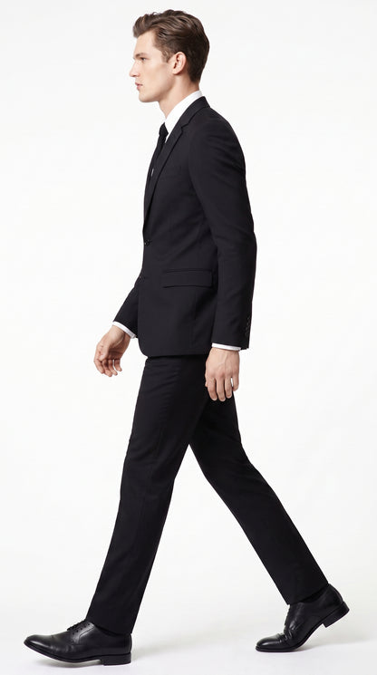Prontomoda Men’s Solid Black Suit, Formal Wedding Business Dress Suit Modern Fit