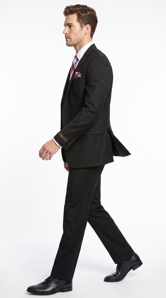 Alberto Nardoni Men’s Black 3 Piece Suit, Classic Fit Formal Wedding Business Dress Suit